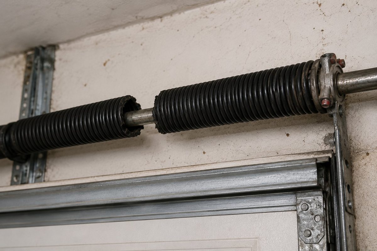 Broken garage door torsion spring