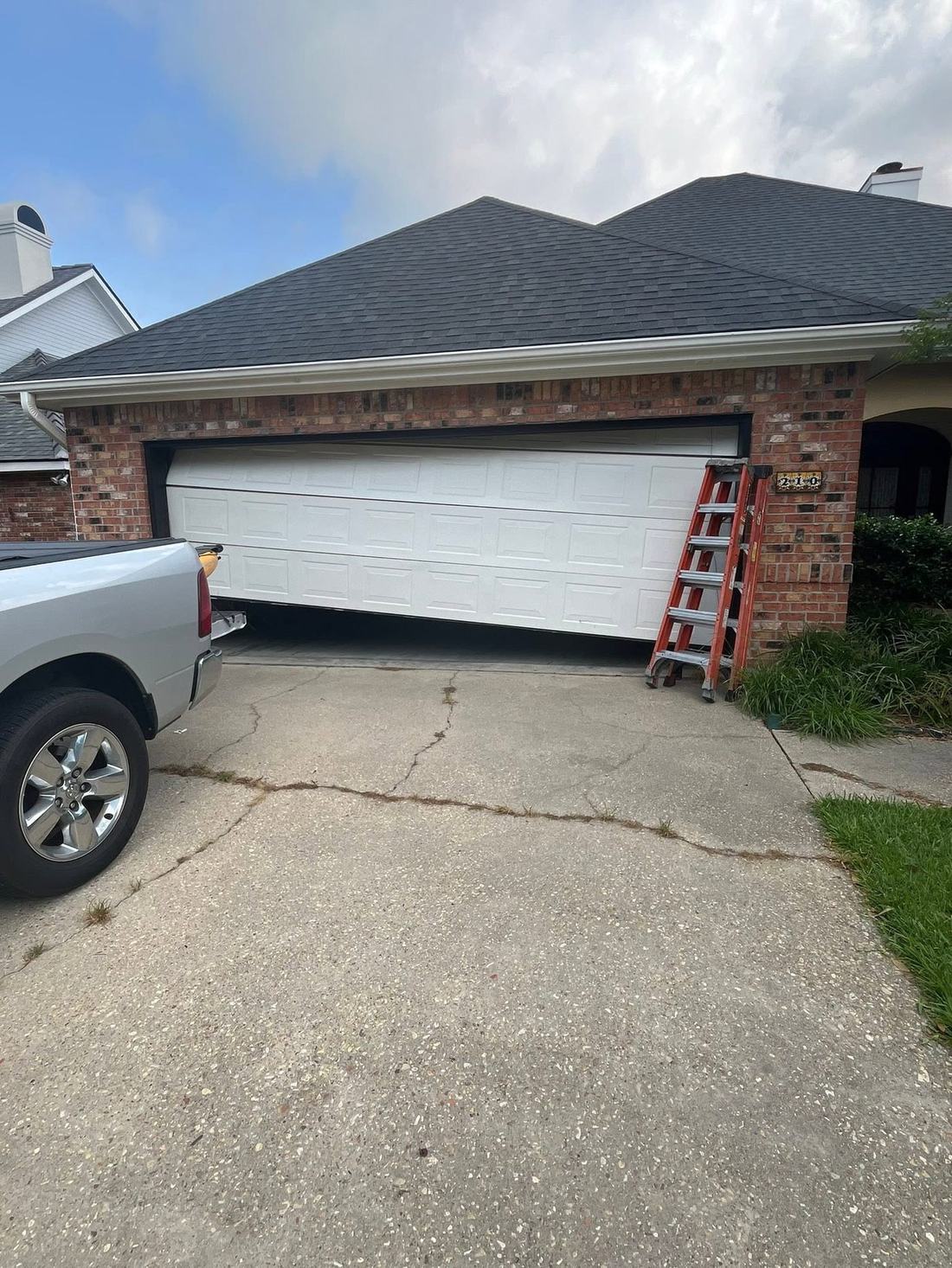 Garage door replacement in progress